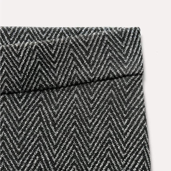 ZARA Stretch Herringbone Flare Trousers Grey Marl Size M NWOT - Picture 3 of 14